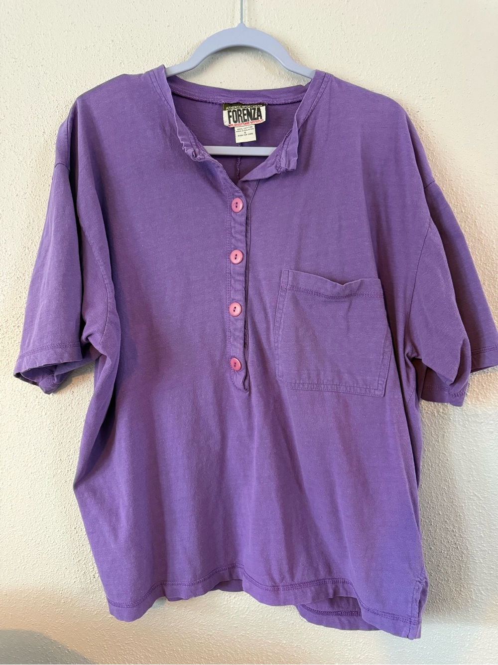 Forenza Purple Short-Sleeve Henley Top